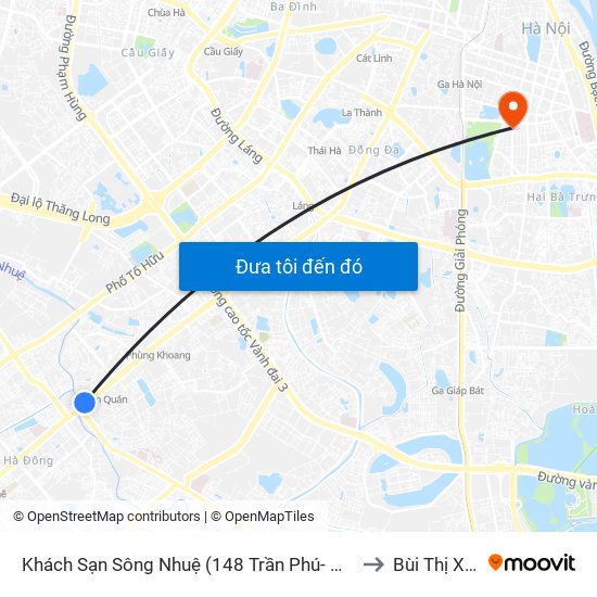 Khách Sạn Sông Nhuệ (148 Trần Phú- Hà Đông) to Bùi Thị Xuân map