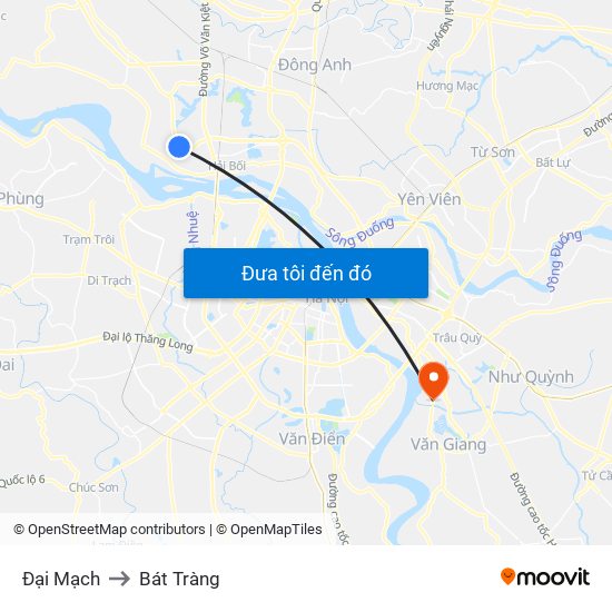 Đại Mạch to Bát Tràng map