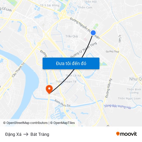 Đặng Xá to Bát Tràng map