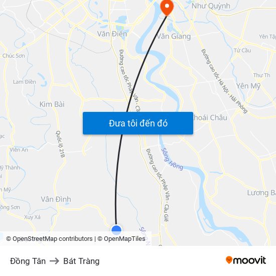 Đồng Tân to Bát Tràng map