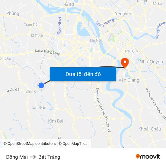 Đồng Mai to Bát Tràng map