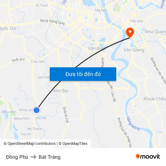 Đồng Phú to Bát Tràng map