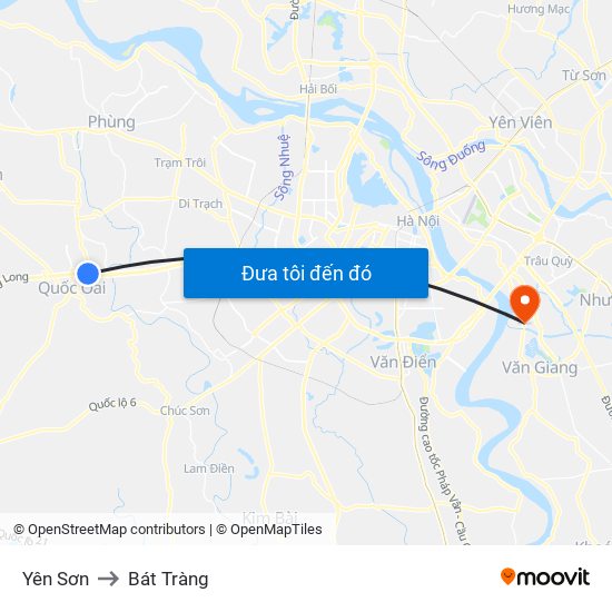 Yên Sơn to Bát Tràng map