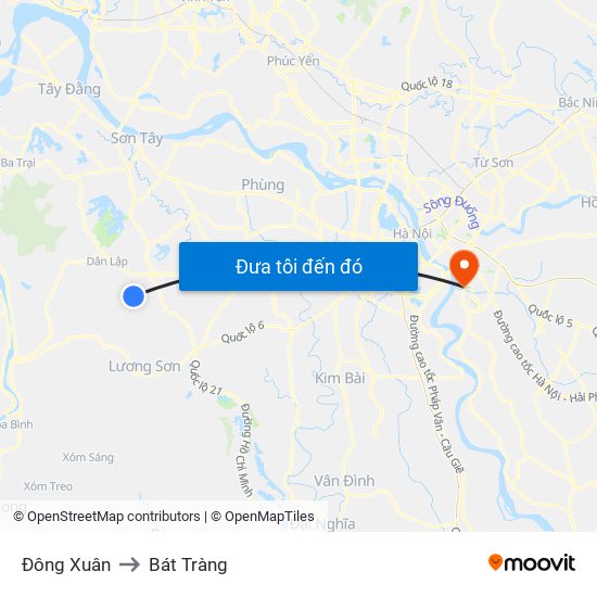 Đông Xuân to Bát Tràng map