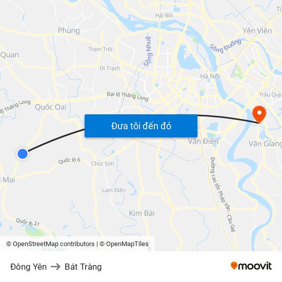 Đông Yên to Bát Tràng map