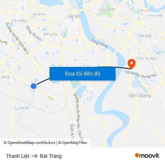 Thanh Liệt to Bát Tràng map