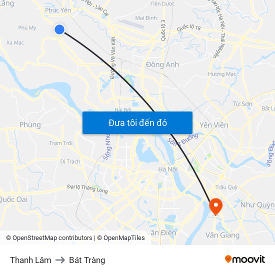 Thanh Lâm to Bát Tràng map