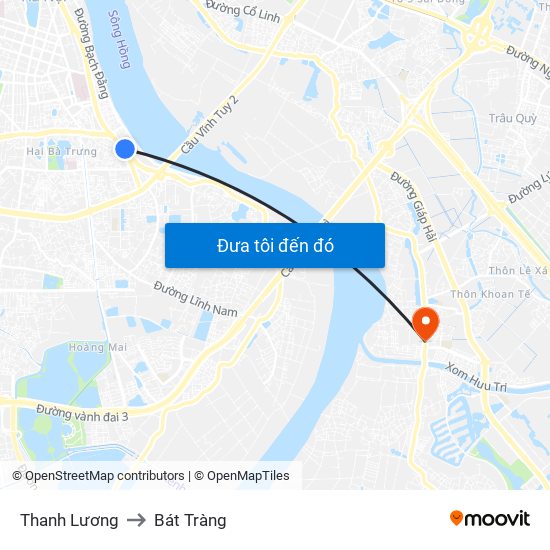 Thanh Lương to Bát Tràng map