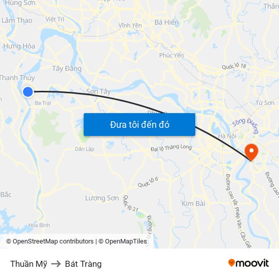 Thuần Mỹ to Bát Tràng map