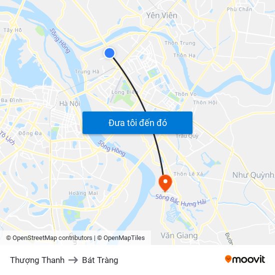 Thượng Thanh to Bát Tràng map