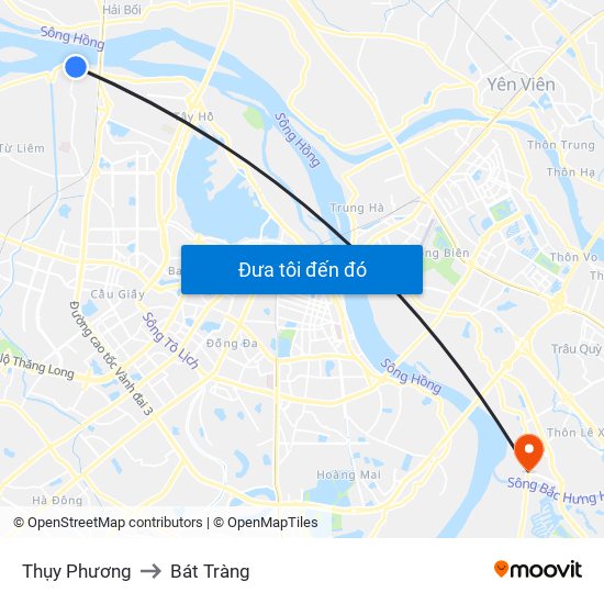 Thụy Phương to Bát Tràng map