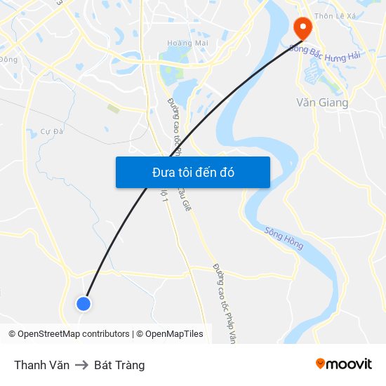Thanh Văn to Bát Tràng map