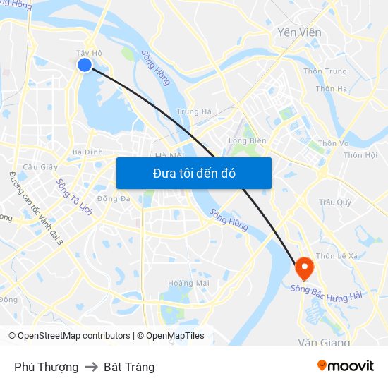 Phú Thượng to Bát Tràng map