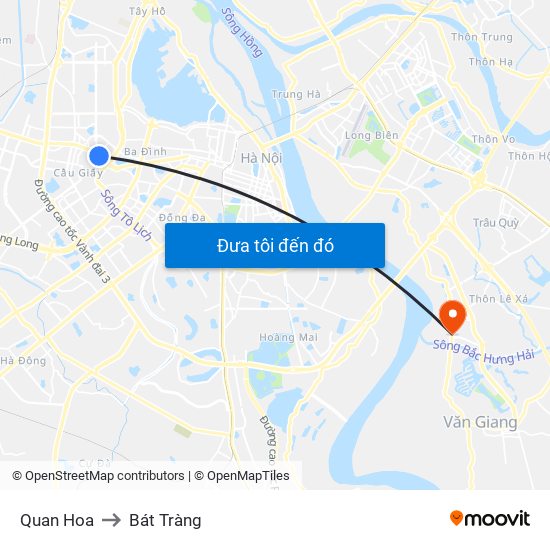 Quan Hoa to Bát Tràng map