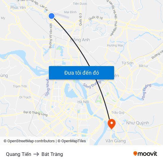 Quang Tiến to Bát Tràng map