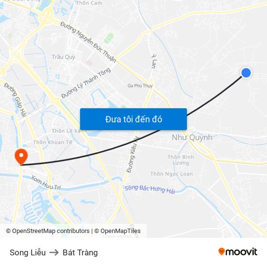 Song Liễu to Bát Tràng map