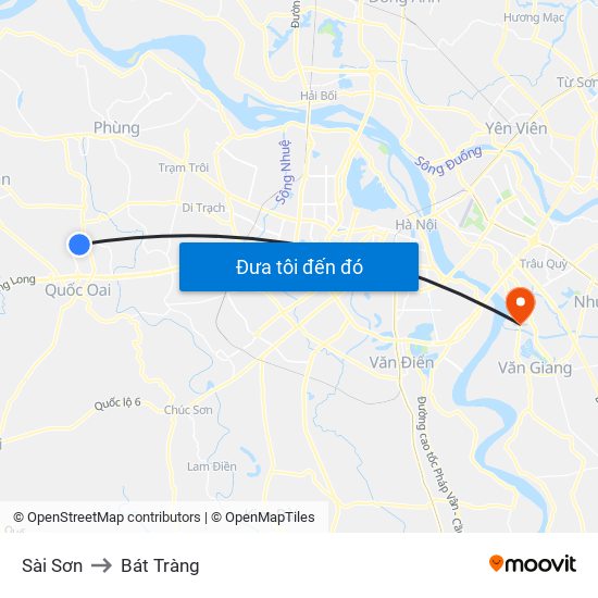 Sài Sơn to Bát Tràng map