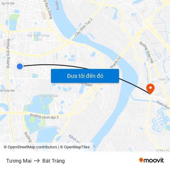 Tương Mai to Bát Tràng map