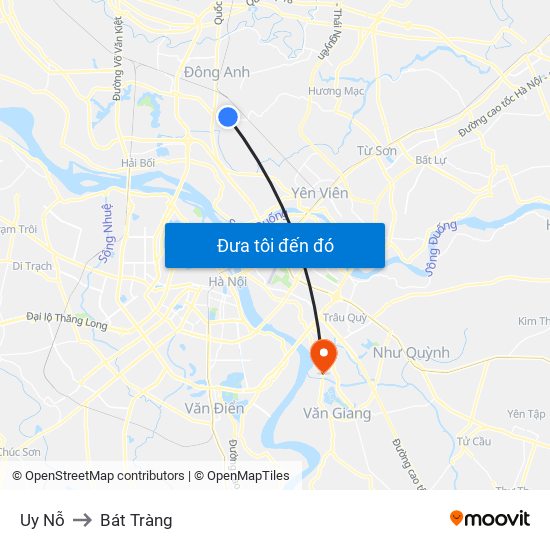 Uy Nỗ to Bát Tràng map
