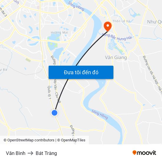 Văn Bình to Bát Tràng map
