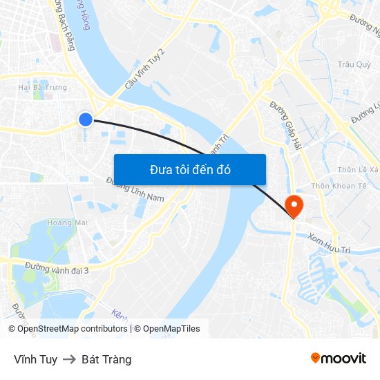 Vĩnh Tuy to Bát Tràng map