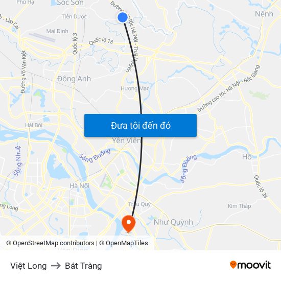 Việt Long to Bát Tràng map