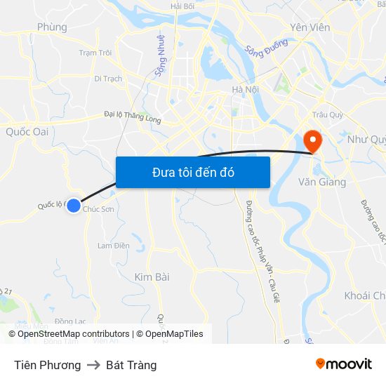 Tiên Phương to Bát Tràng map