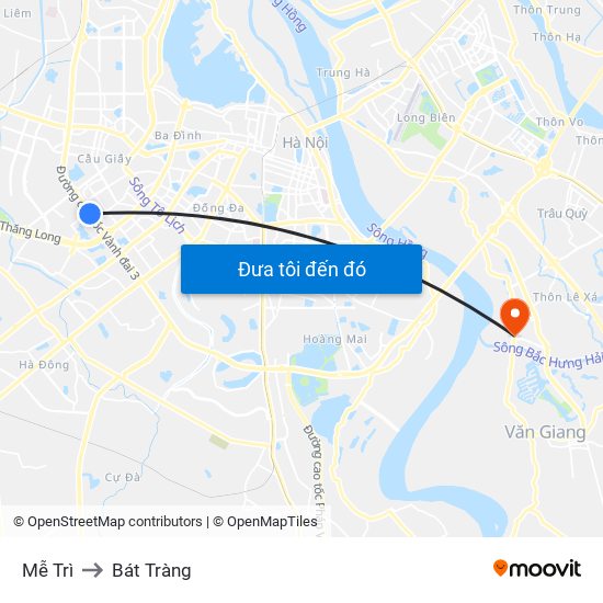 Mễ Trì to Bát Tràng map