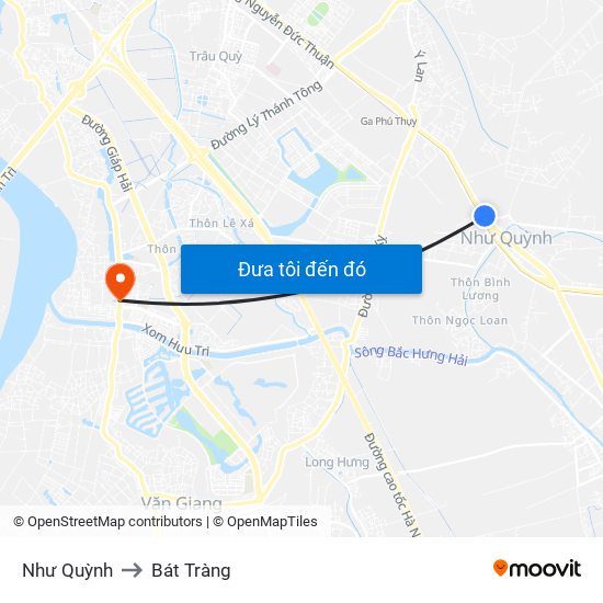 Như Quỳnh to Bát Tràng map