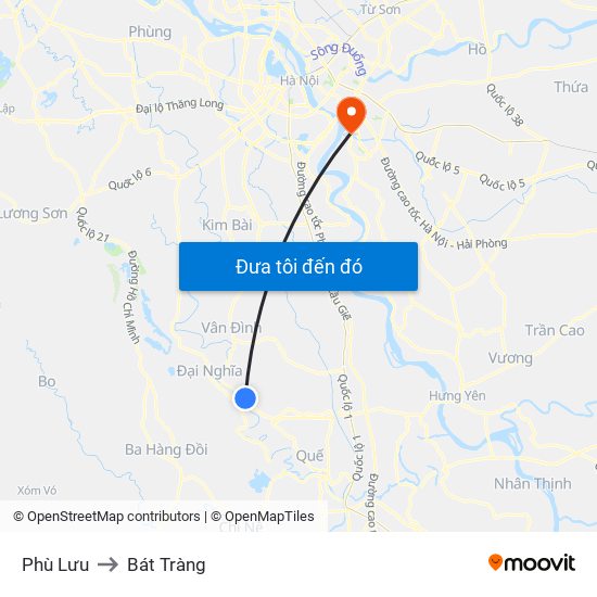 Phù Lưu to Bát Tràng map