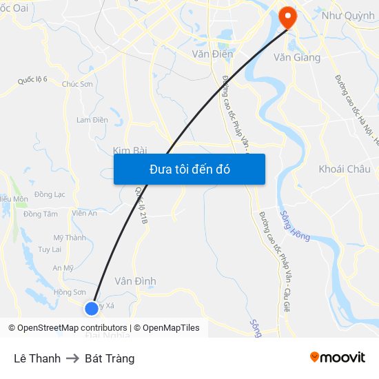 Lê Thanh to Bát Tràng map