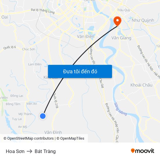 Hoa Sơn to Bát Tràng map