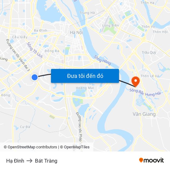 Hạ Đình to Bát Tràng map