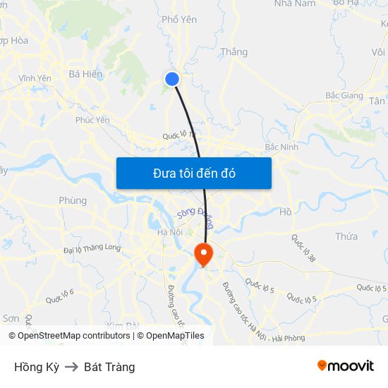 Hồng Kỳ to Bát Tràng map