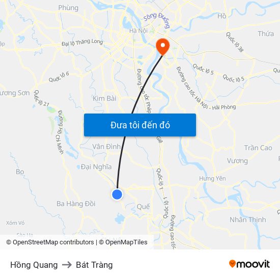 Hồng Quang to Bát Tràng map