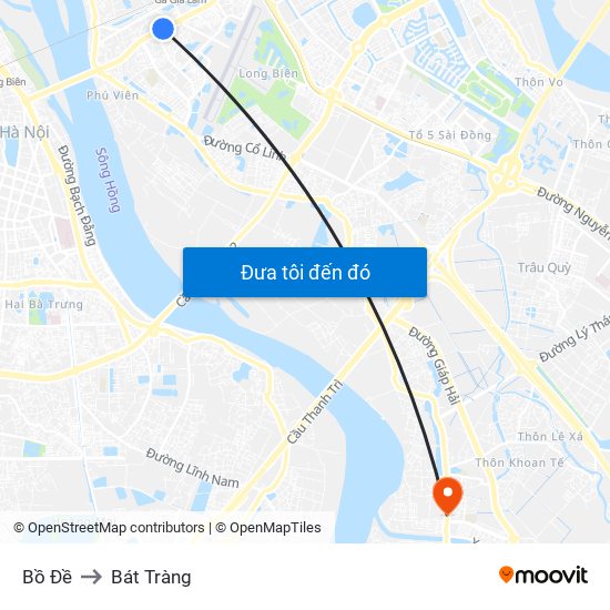 Bồ Đề to Bát Tràng map