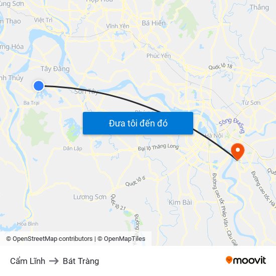 Cẩm Lĩnh to Bát Tràng map