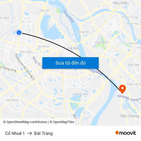 Cổ Nhuế 1 to Bát Tràng map