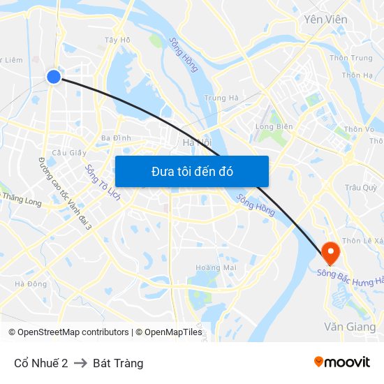 Cổ Nhuế 2 to Bát Tràng map