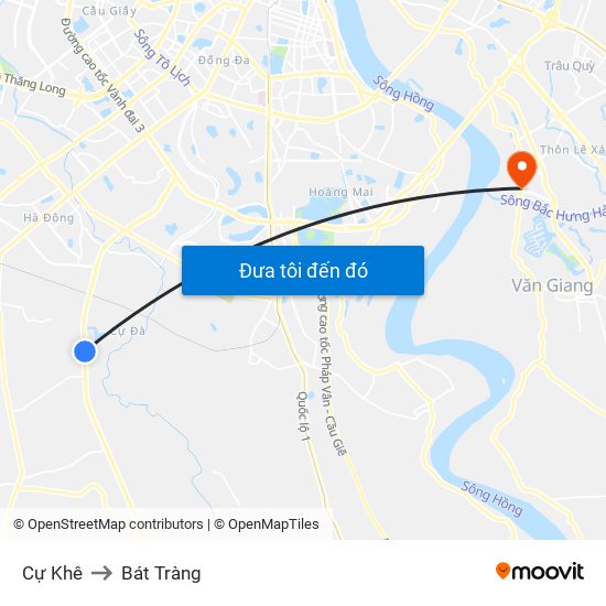 Cự Khê to Bát Tràng map