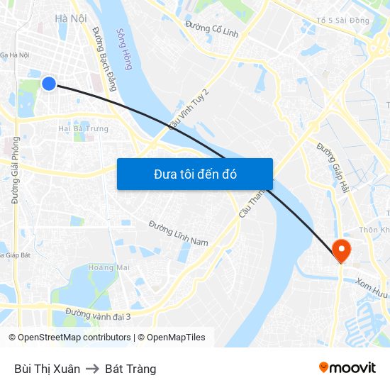 Bùi Thị Xuân to Bát Tràng map