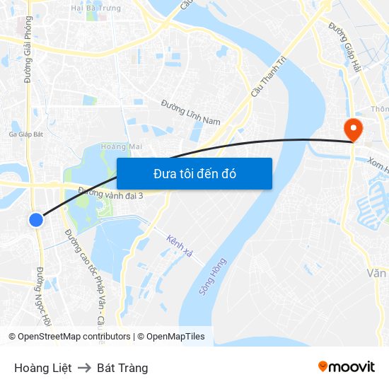 Hoàng Liệt to Bát Tràng map