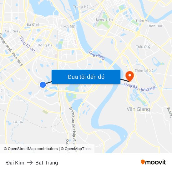 Đại Kim to Bát Tràng map