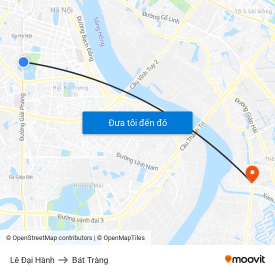 Lê Đại Hành to Bát Tràng map