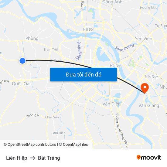 Liên Hiệp to Bát Tràng map