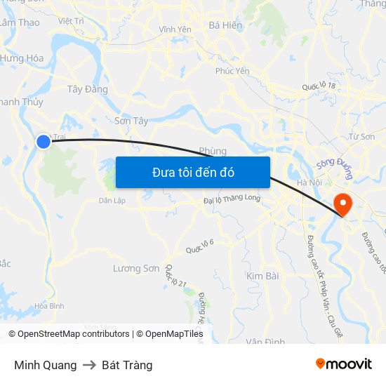 Minh Quang to Bát Tràng map