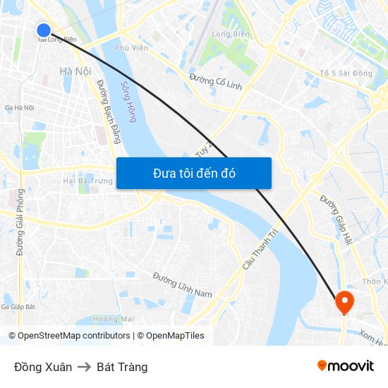 Đồng Xuân to Bát Tràng map