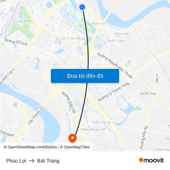 Phúc Lợi to Bát Tràng map