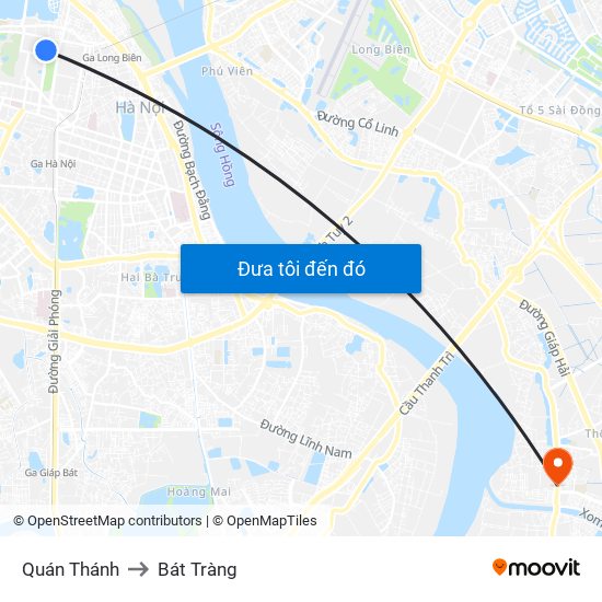 Quán Thánh to Bát Tràng map