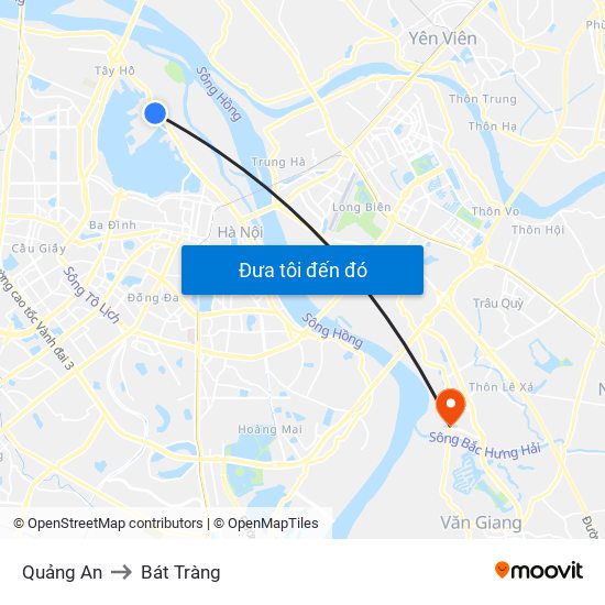 Quảng An to Bát Tràng map